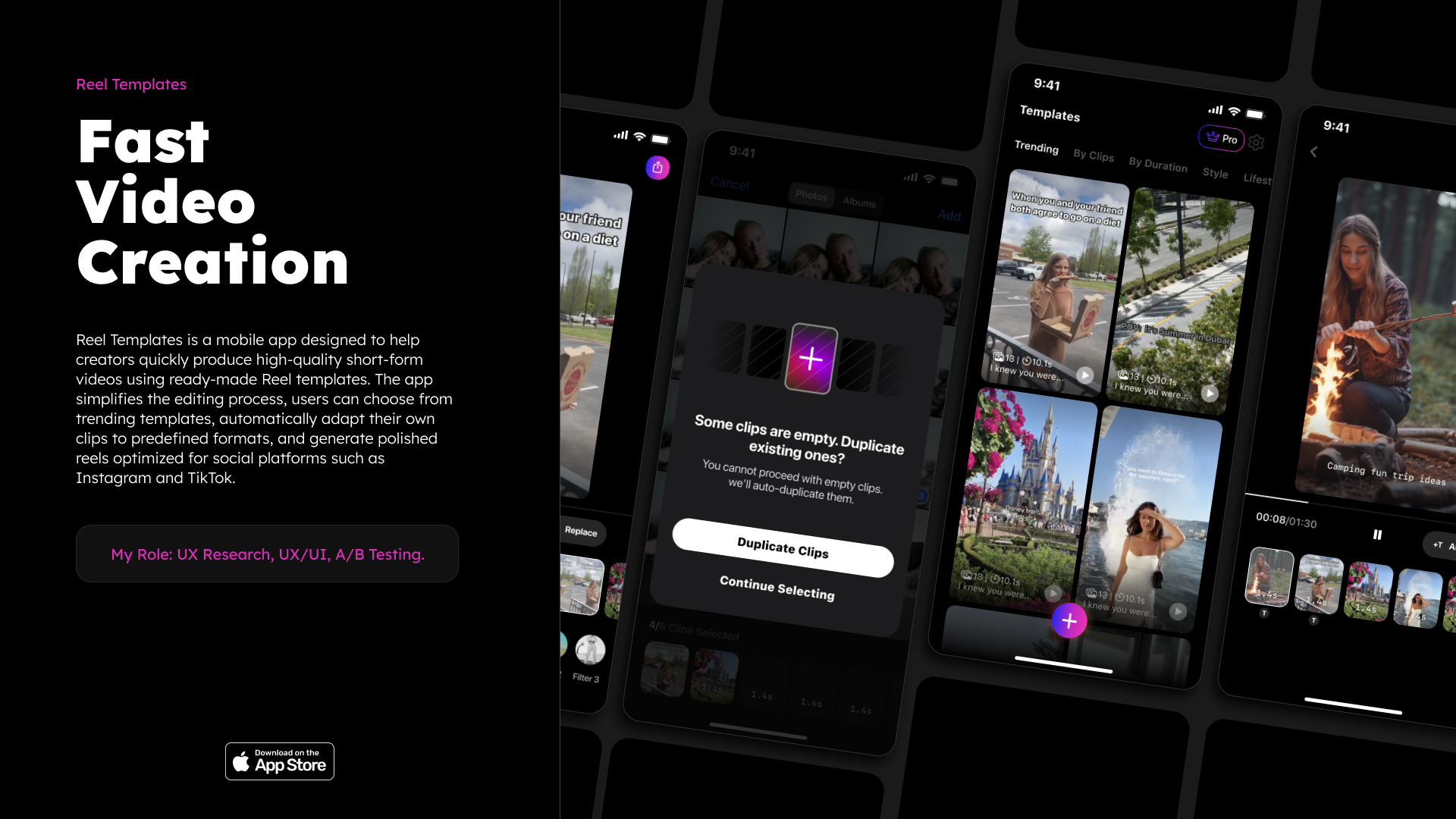 Reel Templates fast video creation app