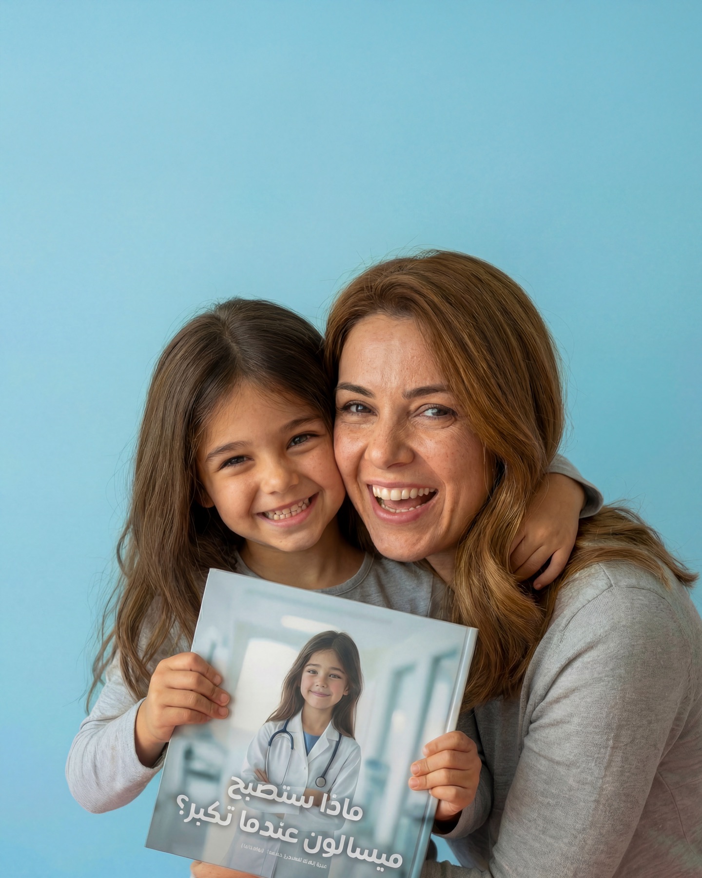 A parent and child holding their personalized Taletoons book