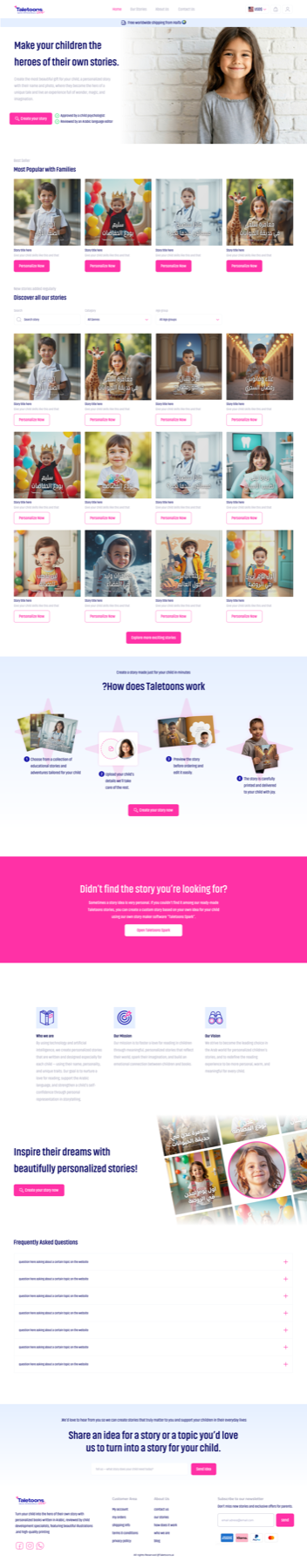 English Taletoons e-commerce landing page